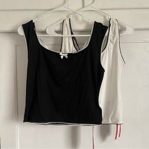 Women Bow Decorated Top Duo